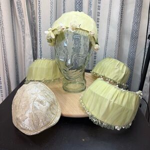 Vintage Wedding Cap and Head Pieces for Bridal Party.  Total of 5 Head Pieces.